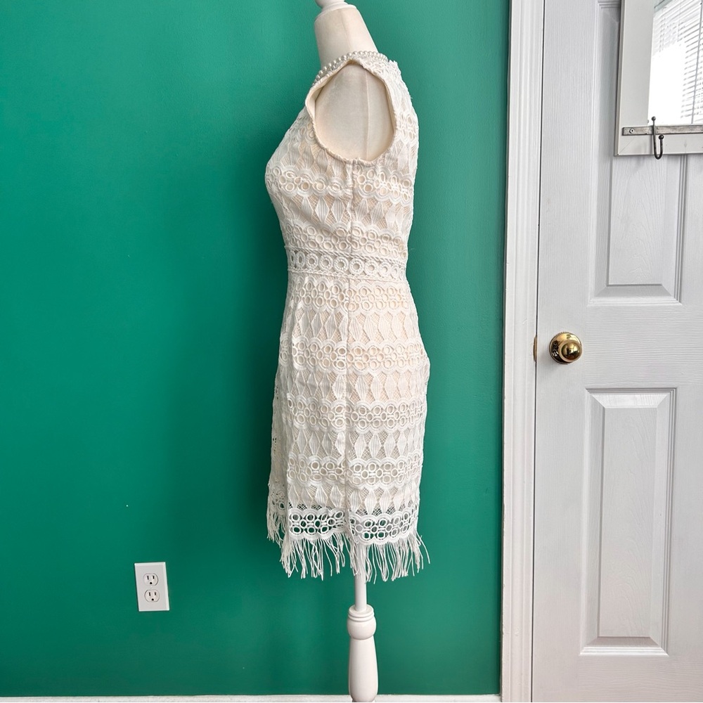 Lulus Kenna White Crochet Lace Sleeveless Bodycon Dress Small - Picture 6 of 8